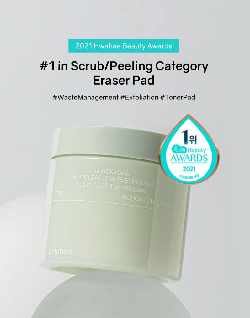CELIMAX - JI WOO GAE Heartleaf BHA Peeling Pad - 60 piezas| Toner