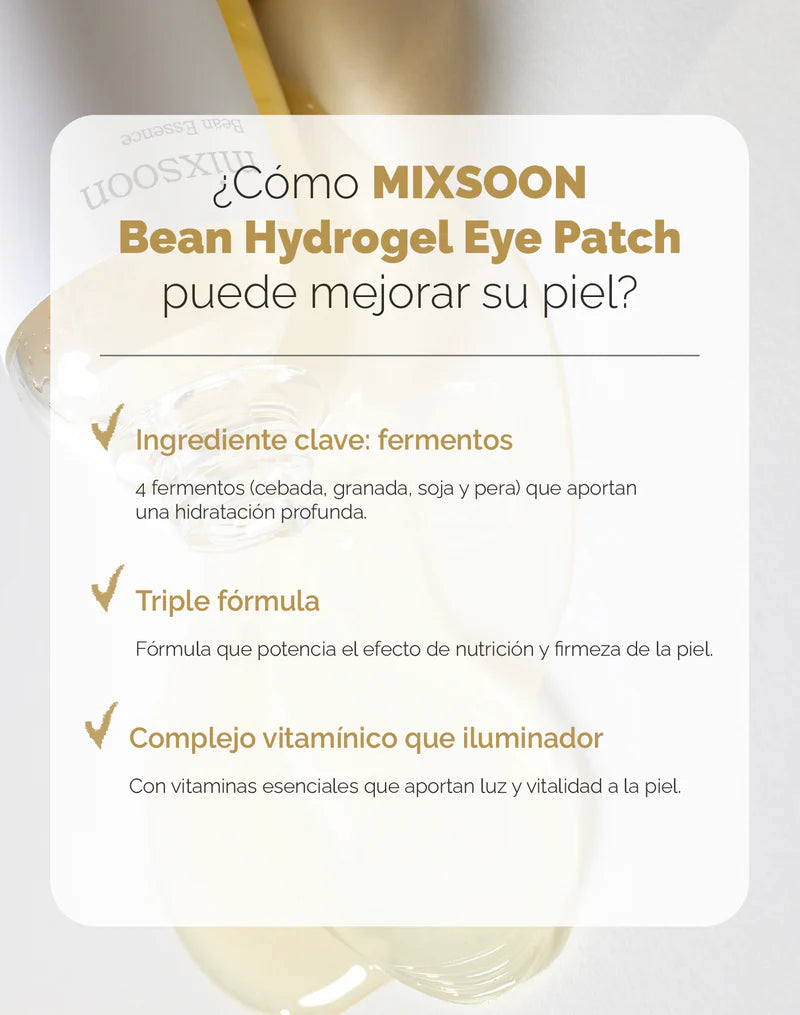 Mixsoon Bean Hydrogel Eye Patch 30pz | parches para ojos