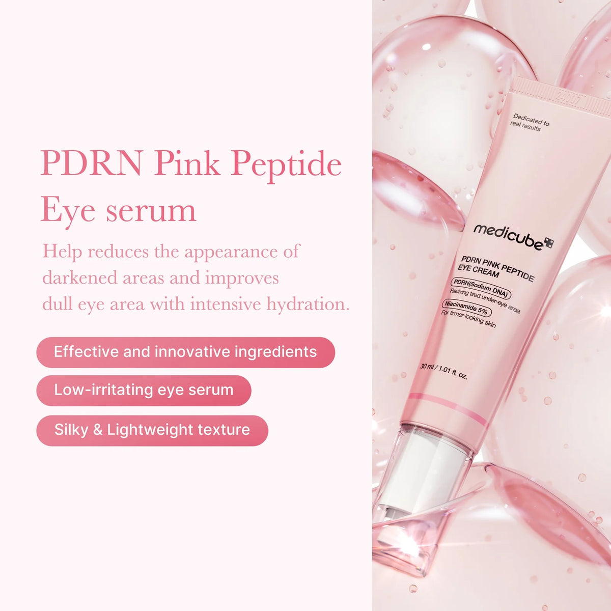 MEDICUBE - PDRN Pink Peptide Eye Serum - 30ml | contorno para ojos