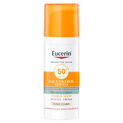 Eucerin Oil Control Tinted Sun Gel-Cream Toque seco 50 ml/Para piel mixta a grasa.