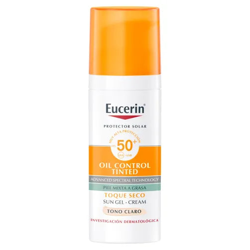 Eucerin Oil Control Tinted Sun Gel-Cream Toque seco 50 ml/Para piel mixta a grasa.